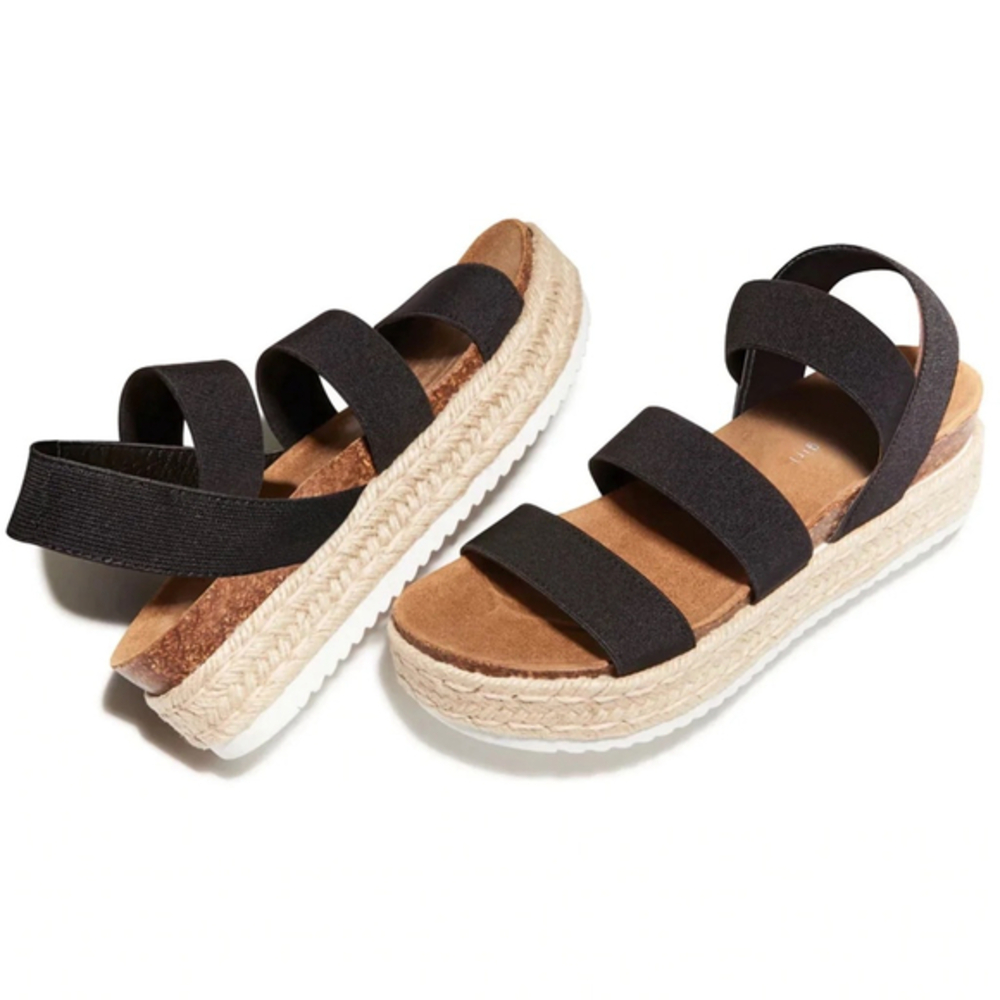Steve Madden Girl Sandals Size 11 Black Espadrille Platform